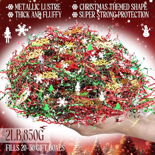 Metallic Red Green and Gold Crinkle Cut Paper Shred Filler H556