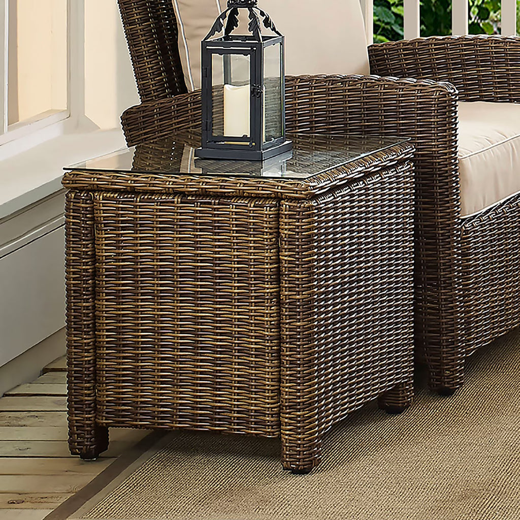 Brown Wicker Rattan Patio End Table C904578