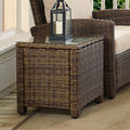Brown Wicker Rattan Patio End Table C904578