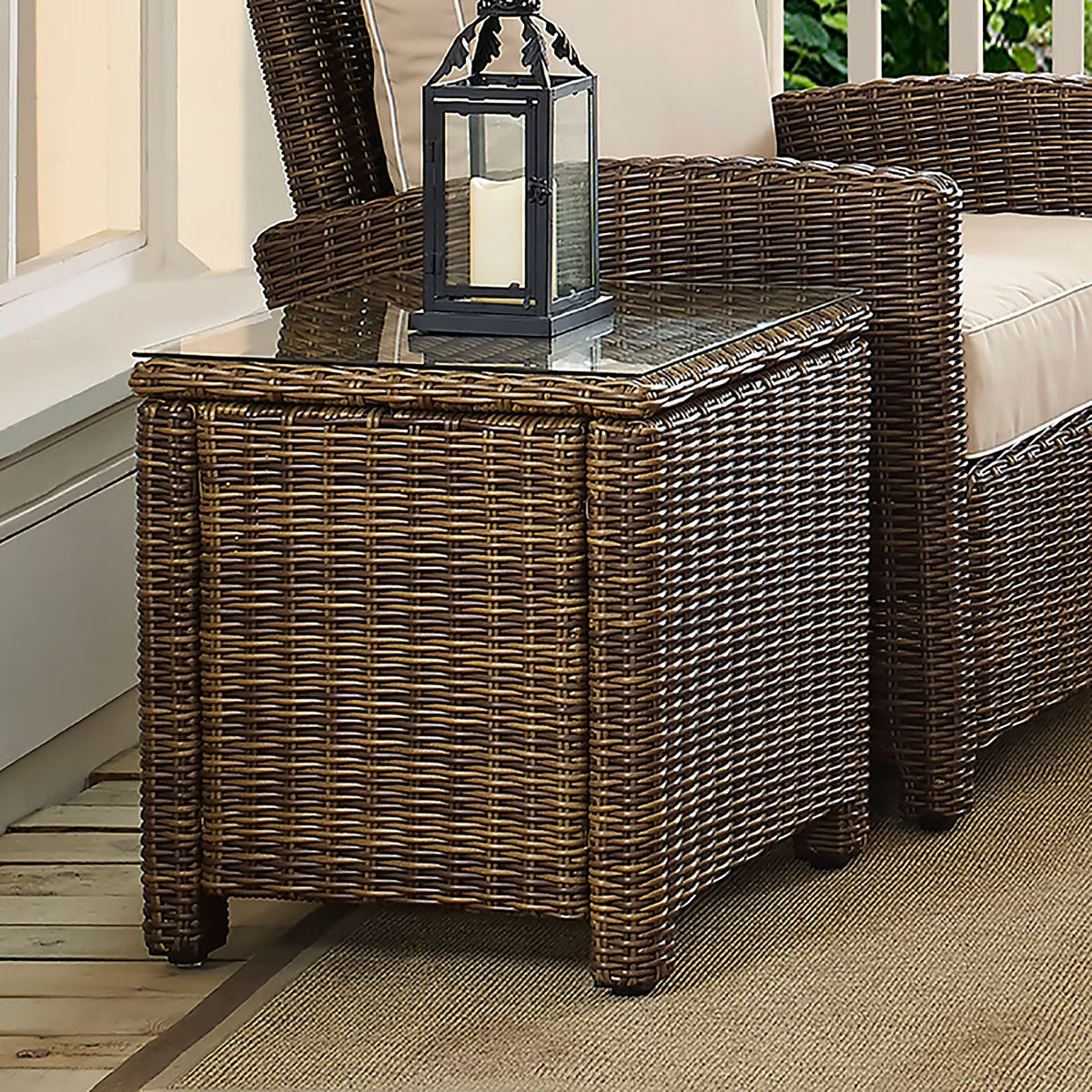 Brown Wicker Rattan Patio End Table C904578