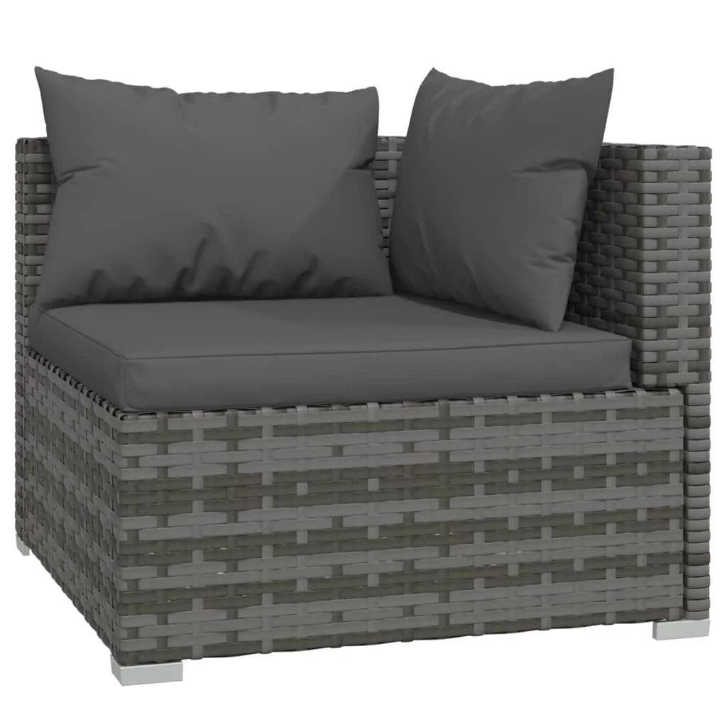 9 Piece Gray Poly Rattan Patio Set with Cushions I25489