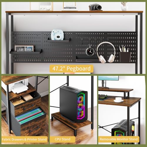 L Shaped Gaming Desk with LED Lights & Power Outlets T2623