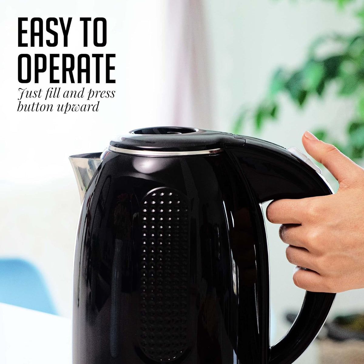 Portable Electric Kettle 1.7 Liter Double Wall Stainless Steel Black S46327
