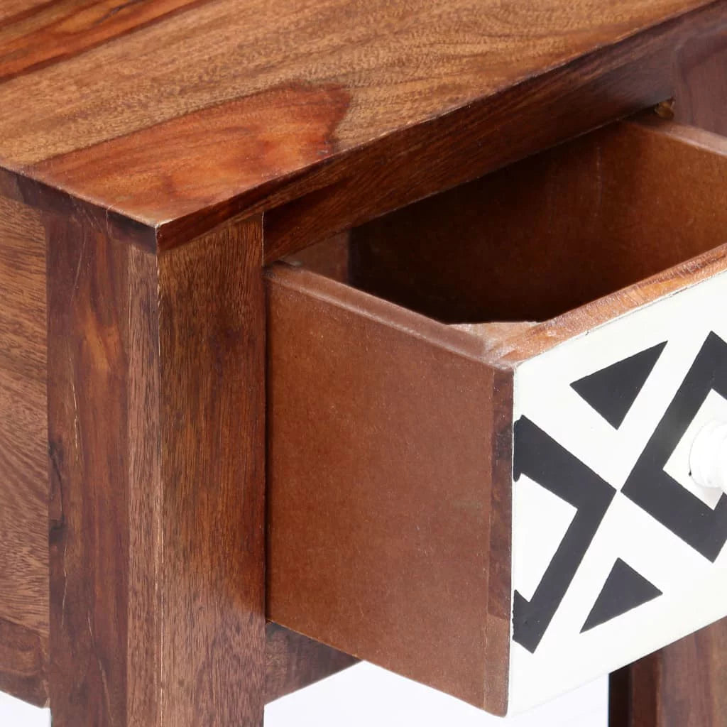 Sheesham Wood Nightstand with Storage Drawer and Bottom Shelf D176